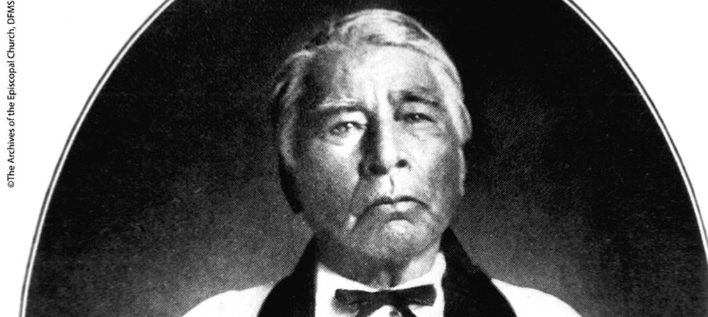 Retrato de Enmegahbowh como padre e missionário episcopal nativo americano.