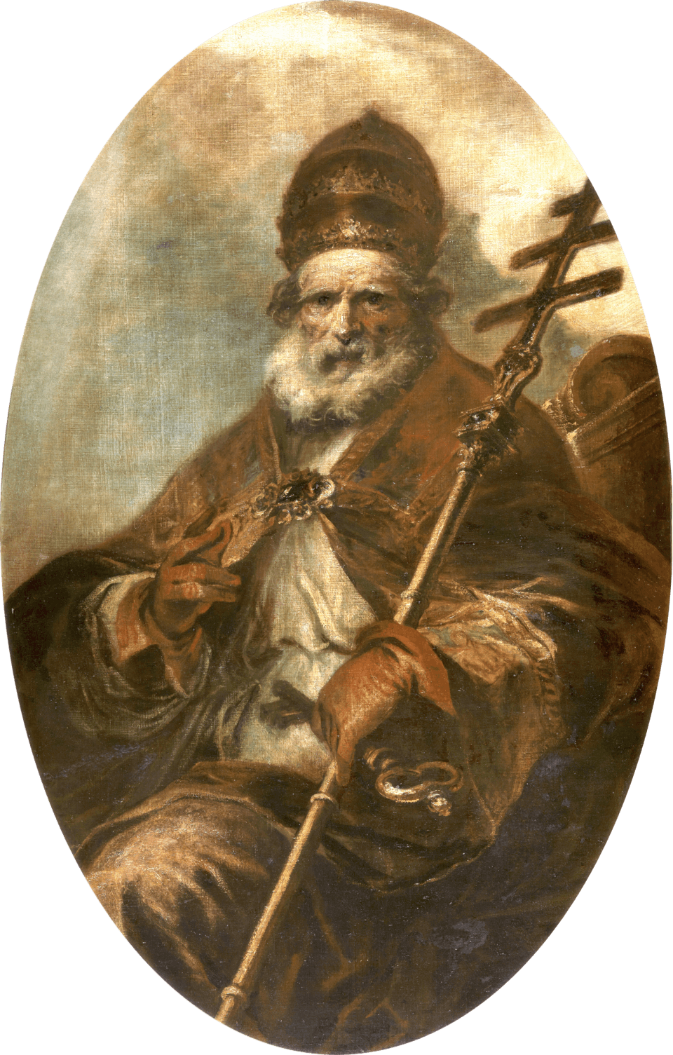 Retrato histórico e imagens relacionadas ao Papa Leão I, incluindo representações de sua vida e pontificado.