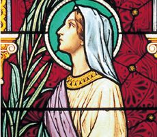 Representación artística de Santa Blandina enfrentando tormentos, enfatizando su fortaleza.