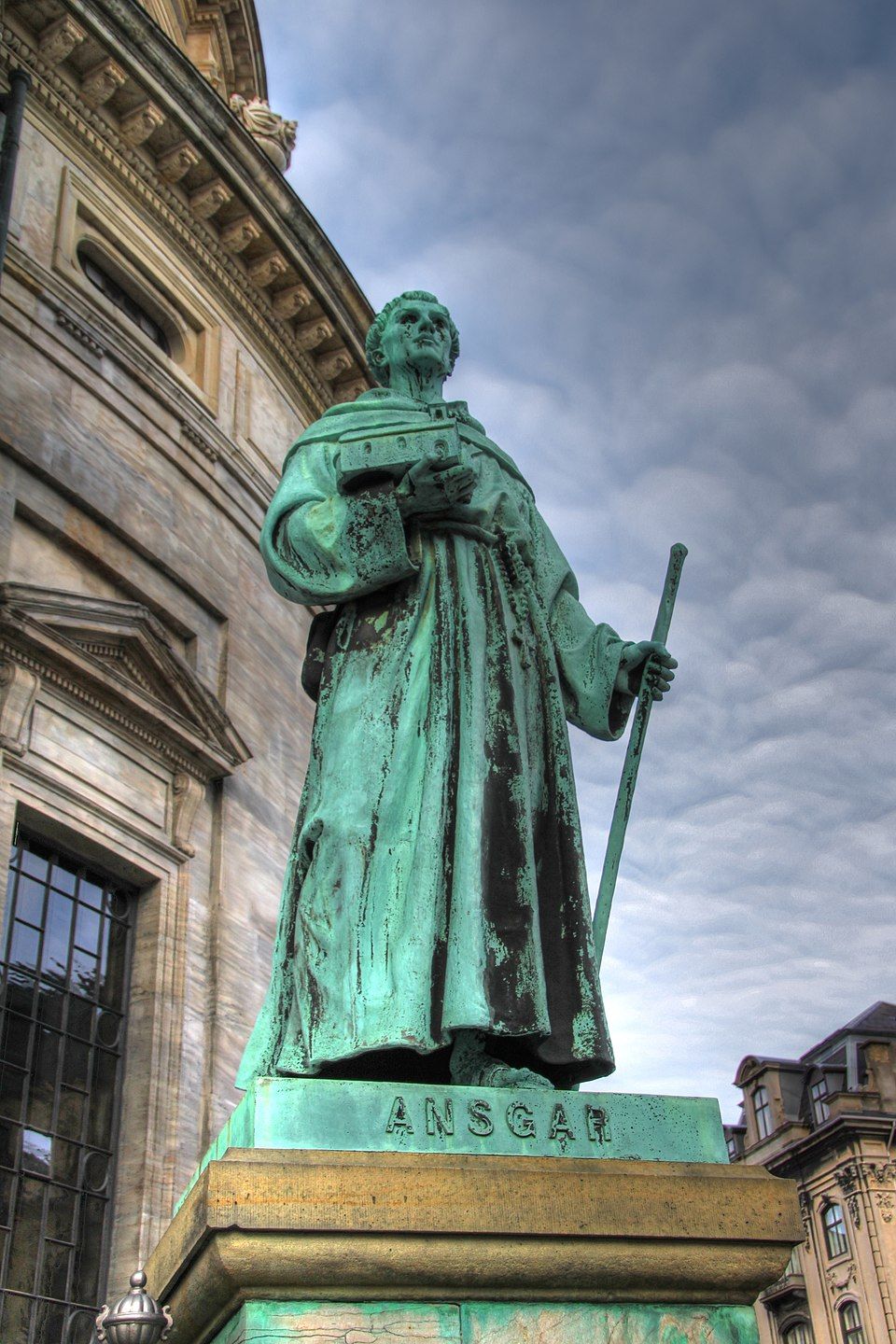 Página da Wikipedia com retrato ou imagem histórica de Ansgário de Hamburgo, incluindo representações iconográficas do santo.